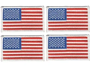 4 Pack US USA Flag Embroidered Patch Red White Blue Military United States of America Iron On Sew On Tactical Morale Patch for Hats Backpacks Caps Jackets