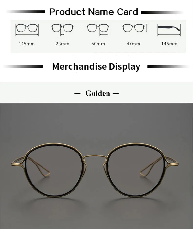 Black Mask Unisex Full Rim Irregular Round Titanium Eyeglasses D100