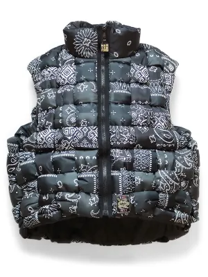 Kapital Bandana Print Nylon KEEL-WEAVING Vest - Black