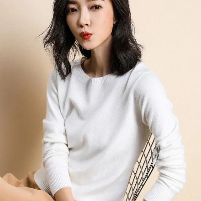 Pure Colors Knitted Cashmere Wool Sweater Pullovers