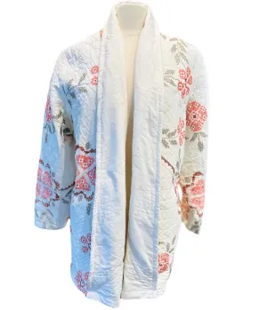 QUILT COAT WHITE WITH CROSS STITCH