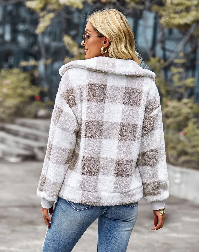 Thick Plaid Fleece Winter Outerwear Wholesale Coats And Jackets