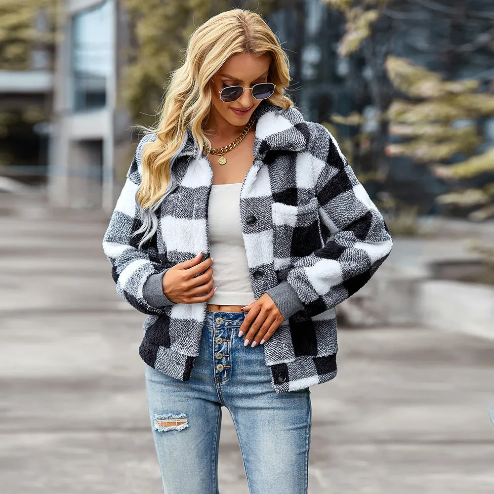 Thick Plaid Fleece Winter Outerwear Wholesale Coats And Jackets