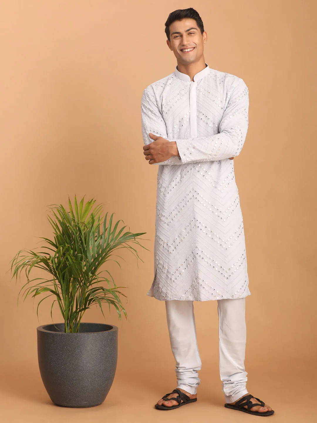Vastramay Aqua Blue Mirror Kurta Set