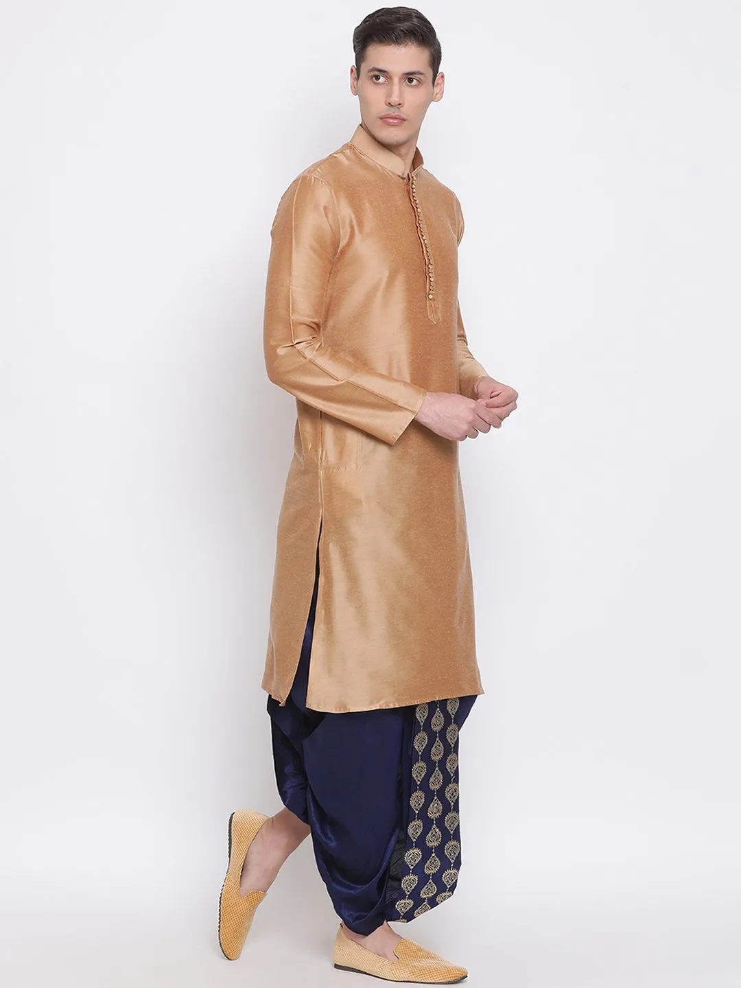 VM By VASTRAMAY Men's Navy Blue Embroidered Dhoti Pant